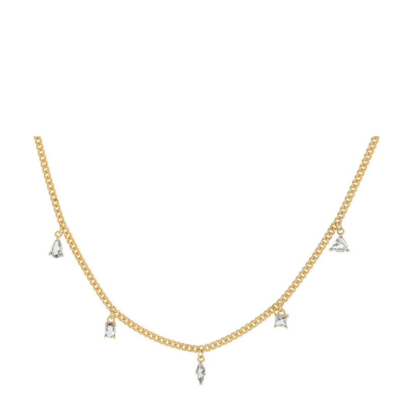 Collana Donna Laura P. Argento Dorato 925 Ciondoli A Goccia Con Zircone Bianco CL0076GB